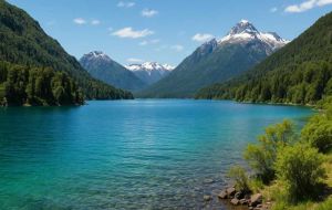 El Parque Nacional Los Alerces y lagos está ubicado en los Andes en la provincia de Chubut, Patagonia, coincidiendo su límite occidental con Chile.